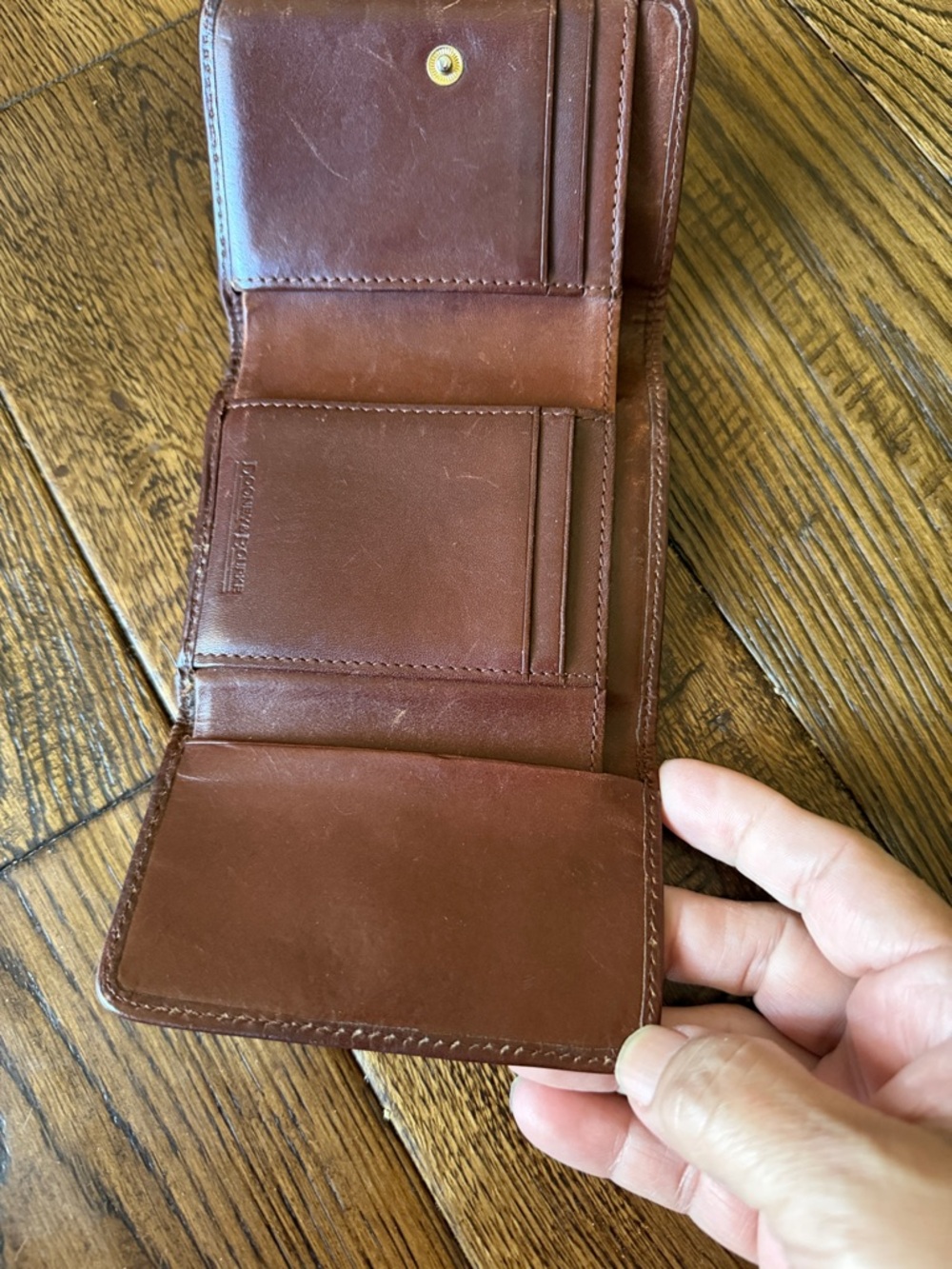 Dooney & Bourke Beige and Brown Canvas Card Wallet with Gold Plaque - Picture 2 of 5